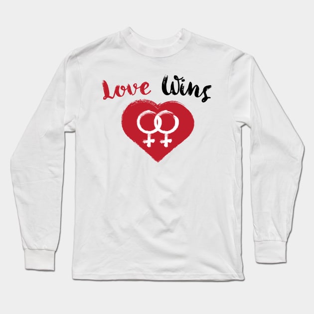 Love Wins Lesbian Heart Long Sleeve T-Shirt by FeministShirts